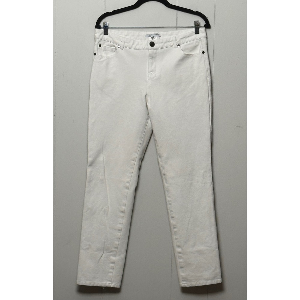 Tempo Paris Women's White Stretch Straight Leg Pants Size 10